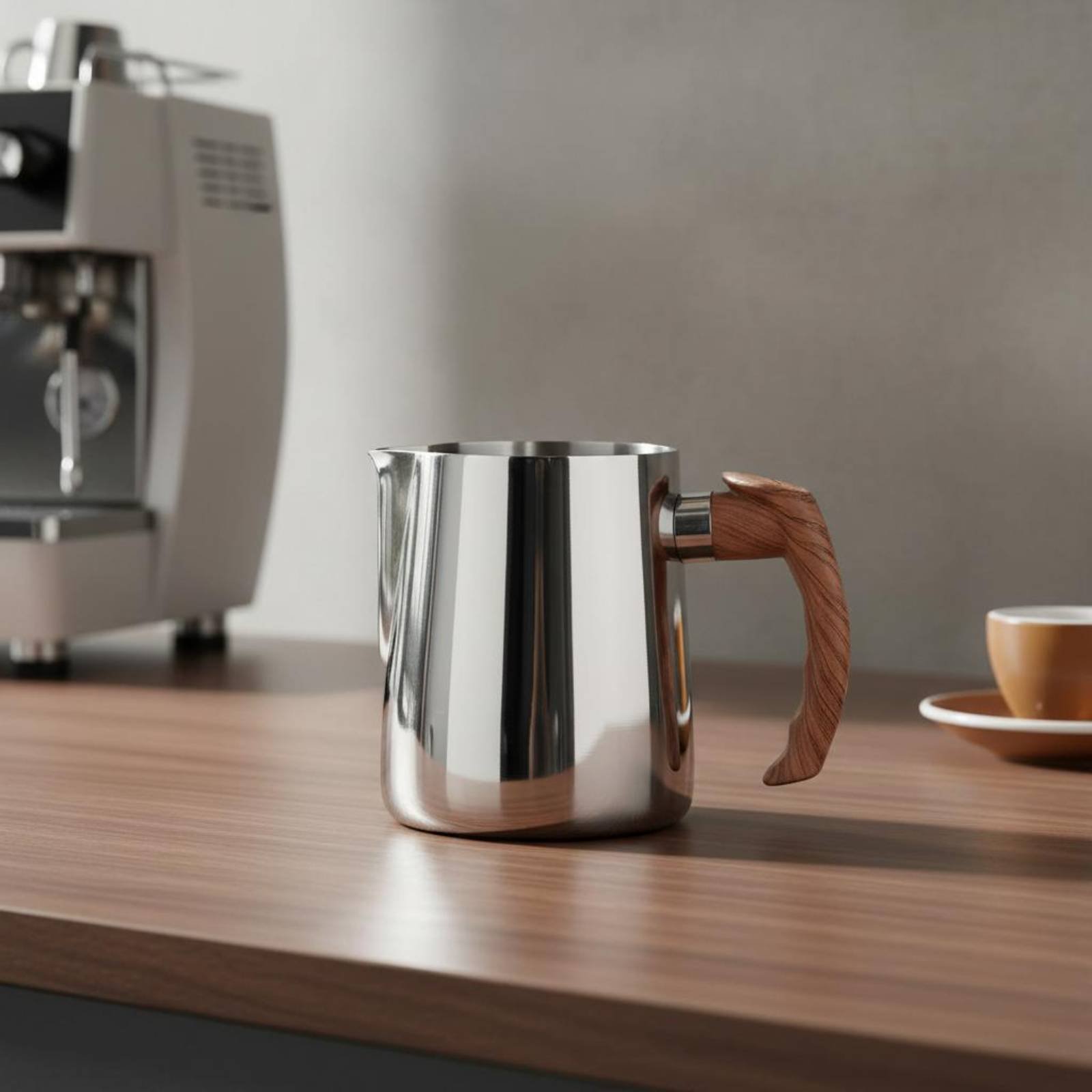 Milk Steaming Pitcher - Dzbanek do latte art z drewnianą