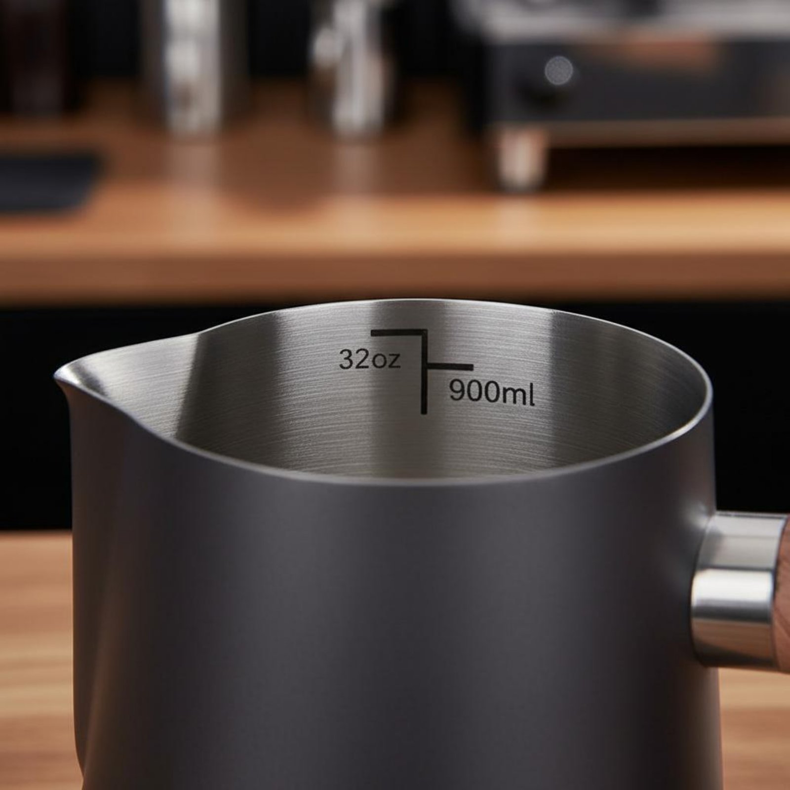 Dzbanek do latte art z drewnia – Milk Steaming Pitcher recenzja i cena